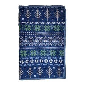 Two Martha Stewart Quilted Pillow Shams Blue Green Fair Isle Scandinavian 20x26